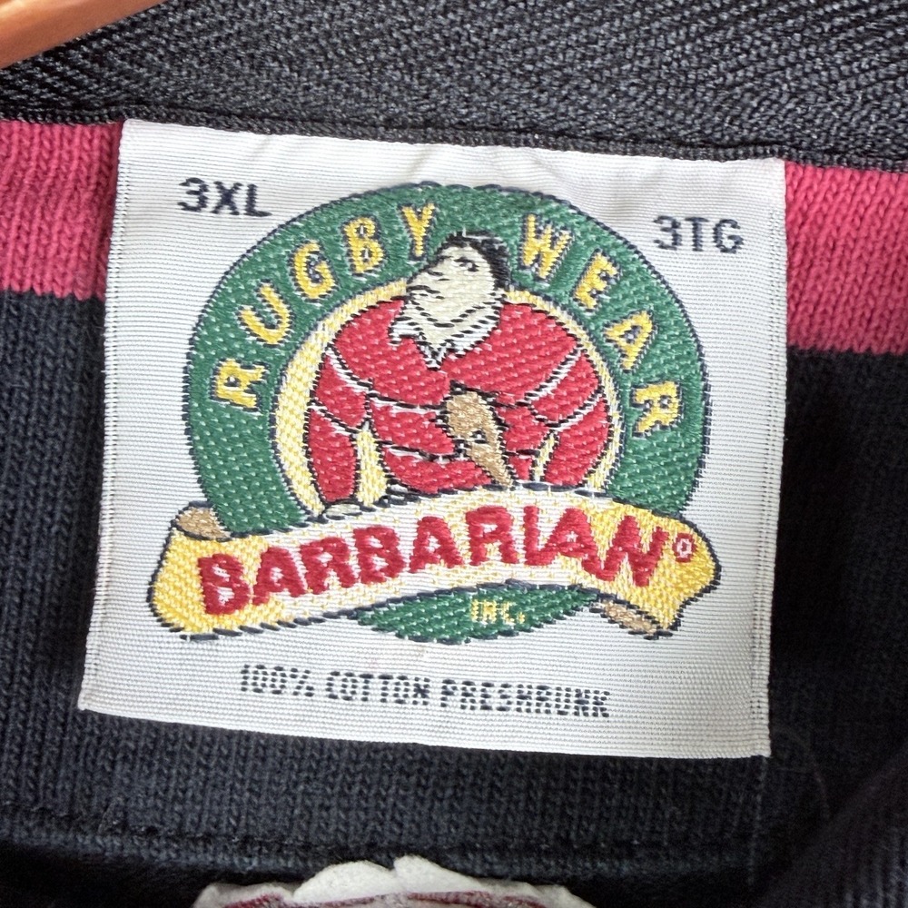 Rugby Wear Barbarian Short Sleeve Polo Shirt Red Black Bred Mens 3XL 90s Vintage - Picture 7 of 10